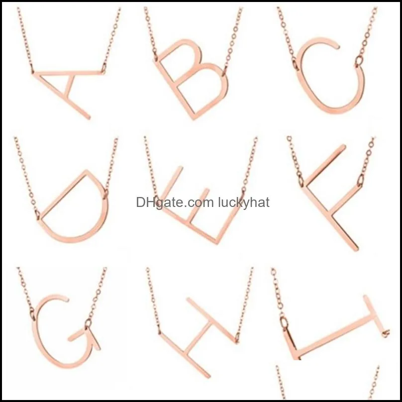 az initial letter pendant necklaces for women capital 26 english alphabet charm gold silver rose gold chains female luxury jewelry