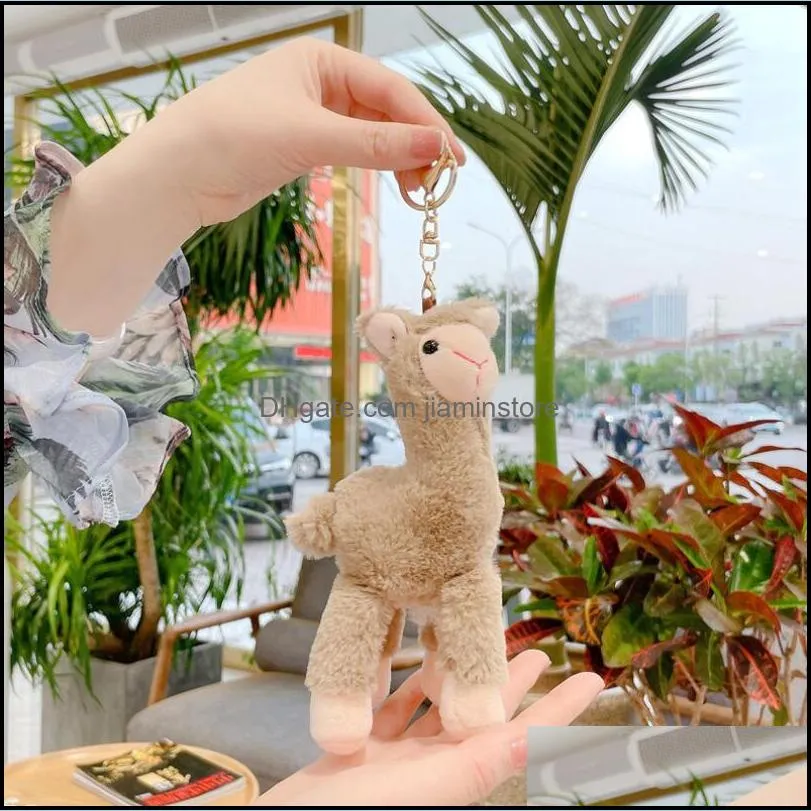 cute lovely alpaca keychains plush toy japanese alpacas soft stuffed sheep llama animal dolls keychain doll 18cm