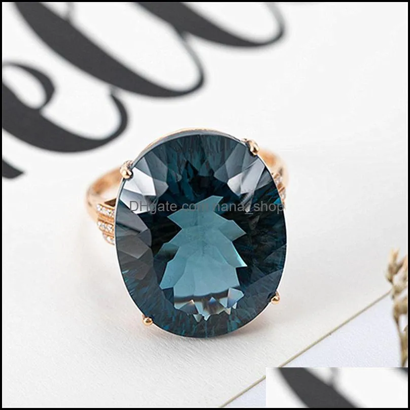 large naked graphite blue diamond ring jewelry topaz gemstone ring luxury large stone oval engagement ring jewelry nanashop