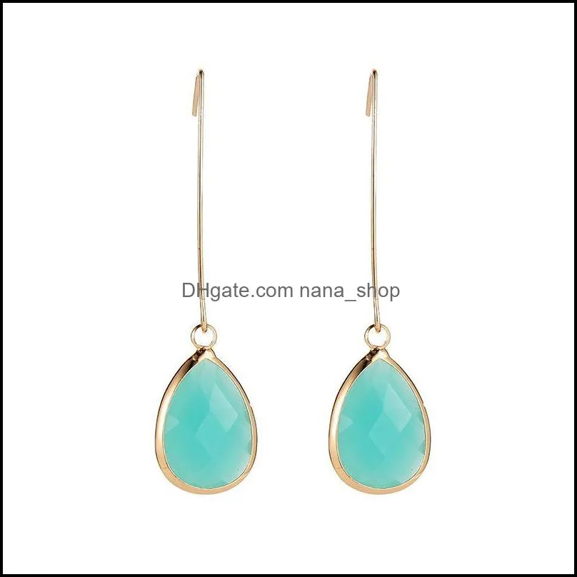 water drop earring for women 2019 simple jelly color fashion crystals earings nanashop