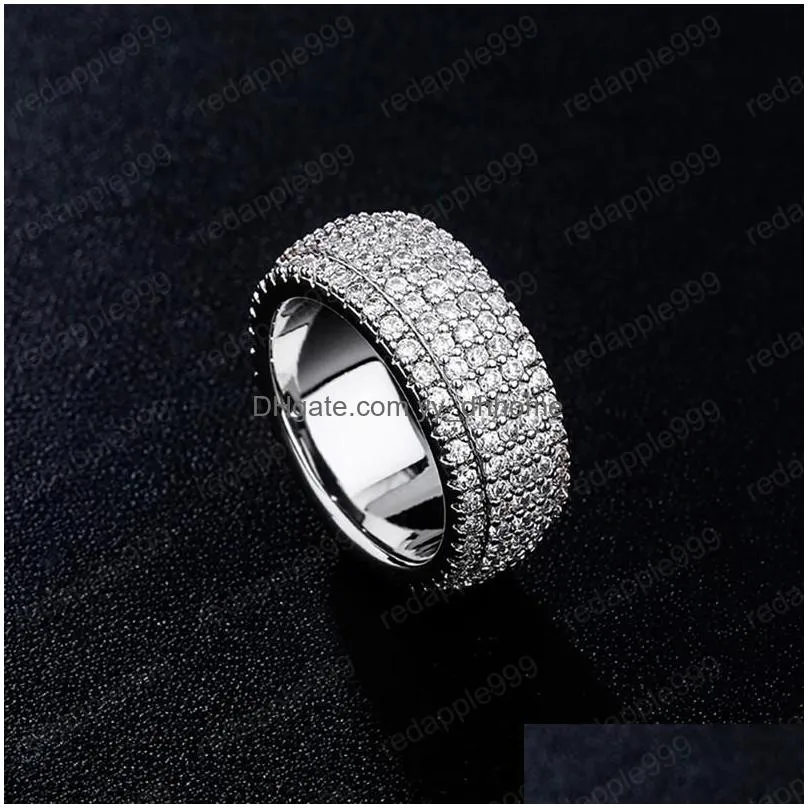 5 layer zirconia band ring full micro pave cubic zirconia rings high quality hip hop fashion jewelry for men women