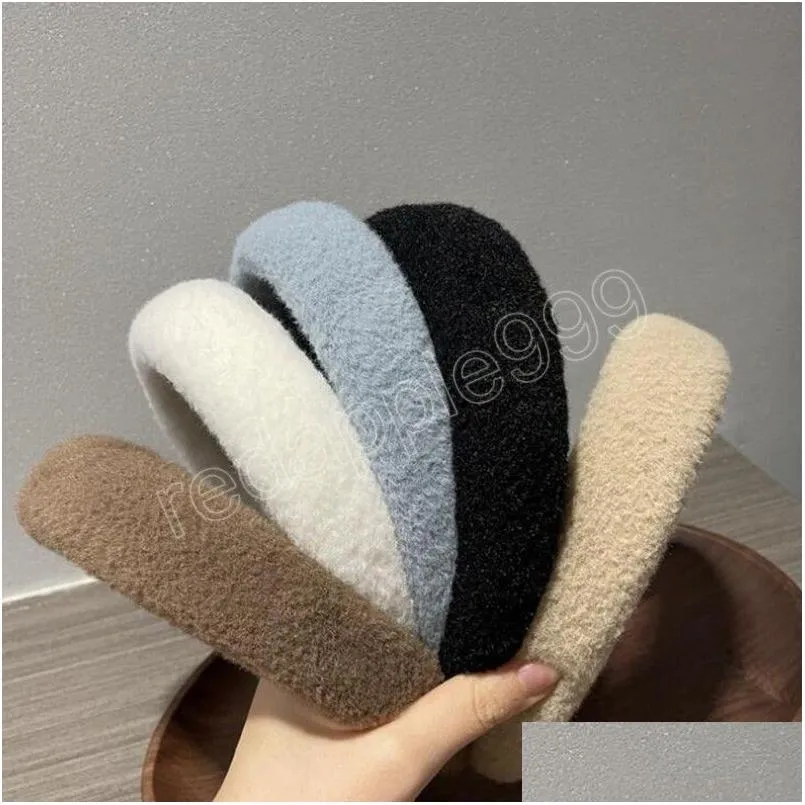 fashion headbands womens hair accessories winter warm sponge plush headband casual soft turban girls hairband