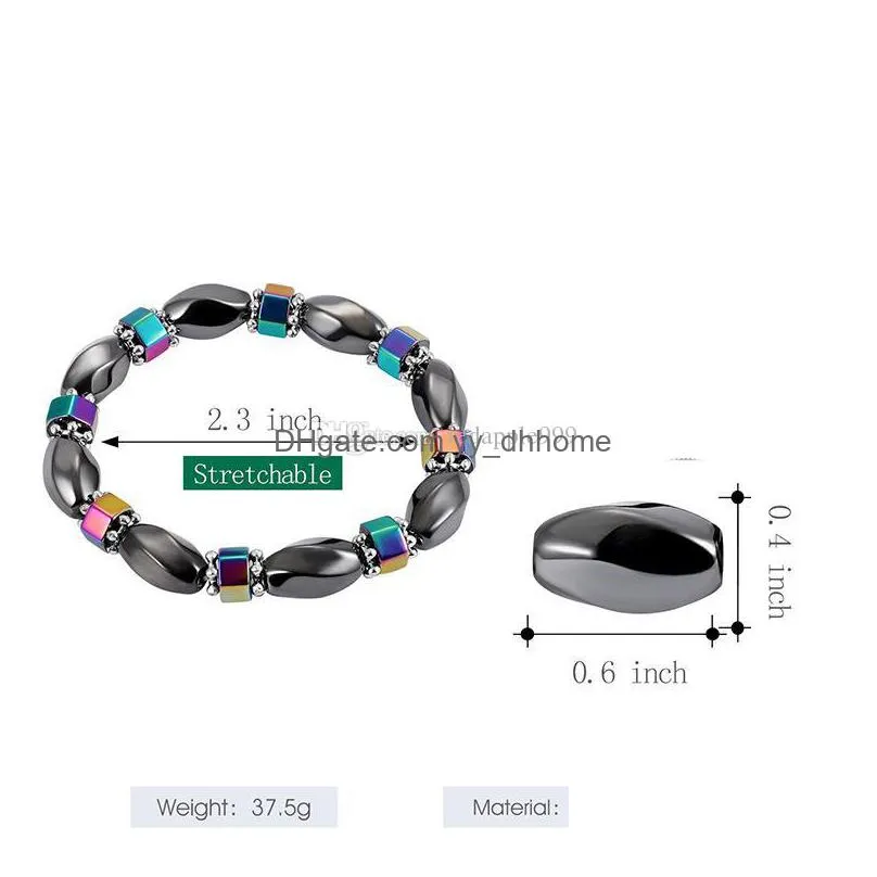 magnetic hematite bracelets ab color alloy black gallstone beads bracelet for woman man