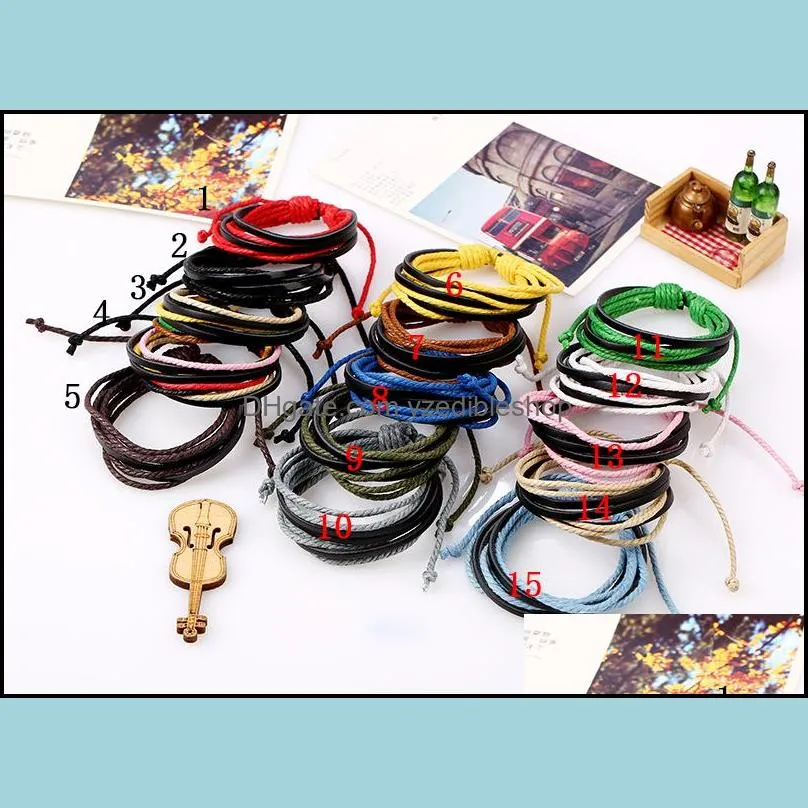 bulk handmade multi layered bracelets braided leather rope vintage retro adjustable wristband wrap bangle for men women fashion