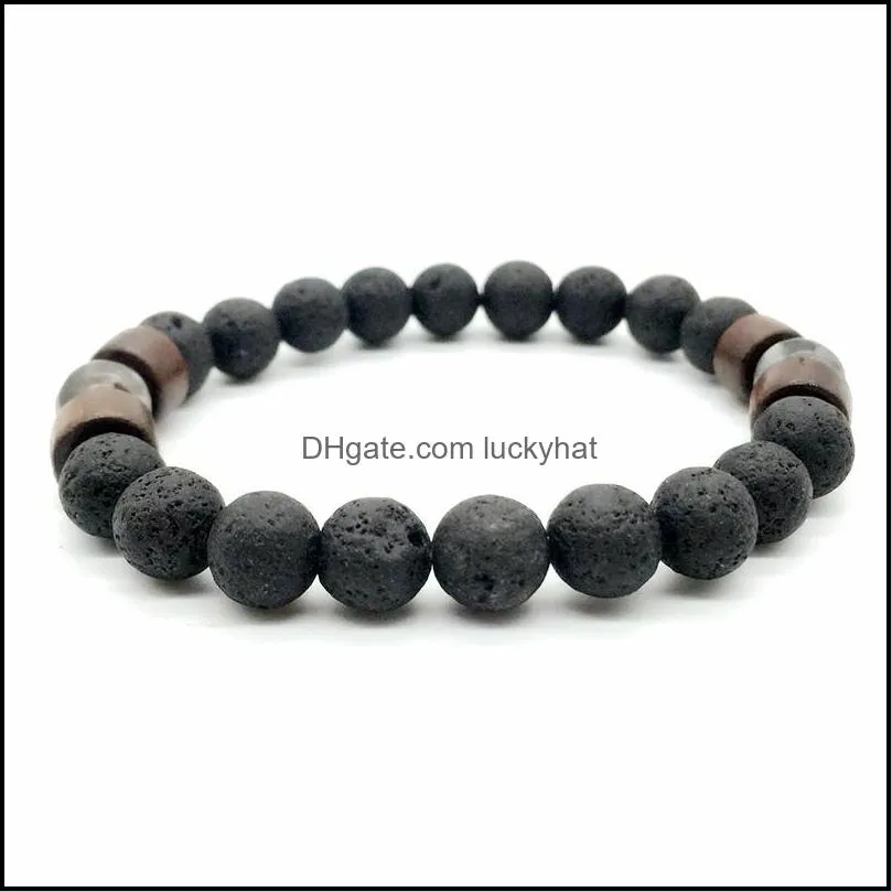 mens lava rock essential oil diffuser bracelets for women natural stone magnetic wooden beads charm bracelets diy fashion jewelry in