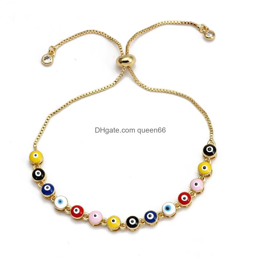 fashion jewelry enamel evil eye bracelet colorful blue eyes adjustable bracelets