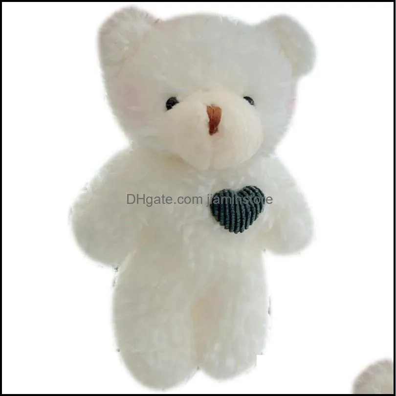 cute cartoon 11 cm teddy bear dog plush stuffed doll keychain car key holder bag pendant toys for kids xmas gift