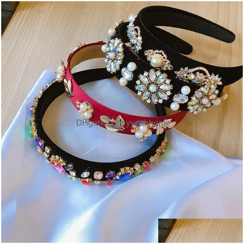 boutique pearl women hair sticks rhinestone girls designer headbands jewel diamond designer headband hair accessories for women