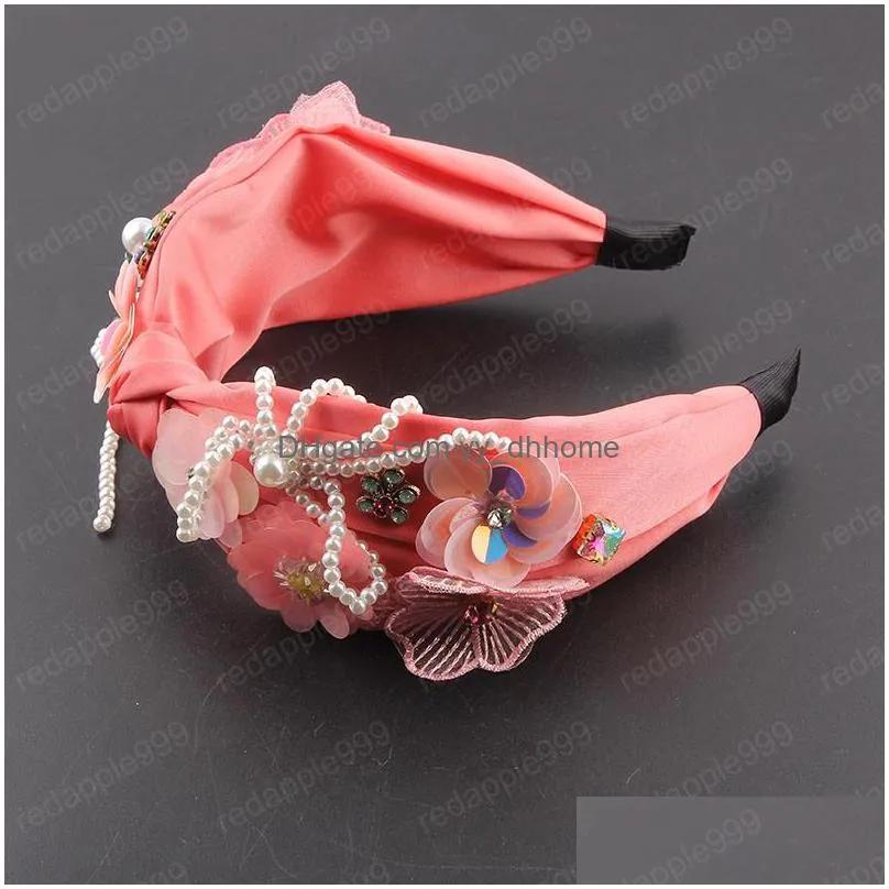 fashion headbands temperament fabric inlaid with color rhinestones sequins pearls tassels hair bands ladies hair accessories