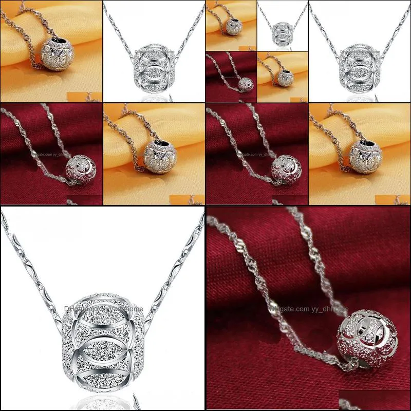 silver necklace exquisite temperament silver transfer retro ball bead pendant necklace jewelry transfer beads necklace yydhhome