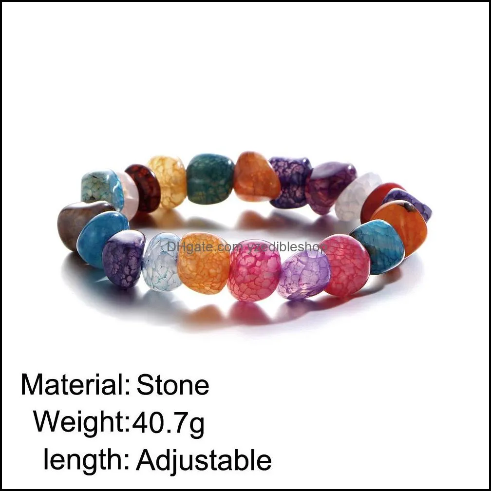 colorful natural stone bracelets for women men healing rainbow beads yoga elasticity bangle fashion handmade jewelry gift