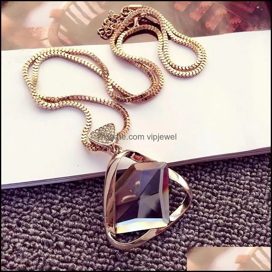 jewelry necklace pendant necklace simple triangular crystal mosaic sweater chain irregular snake bone chain vipjewel