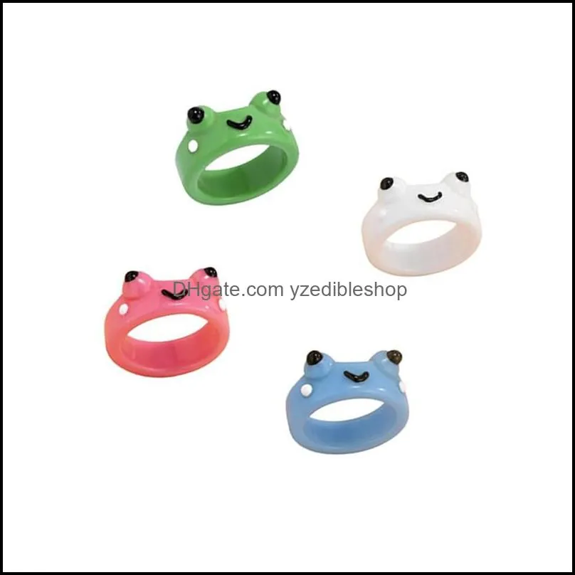 cute bear frog ring polymer clay resin rings for girls animal jewelry women summer fashion travel gifts