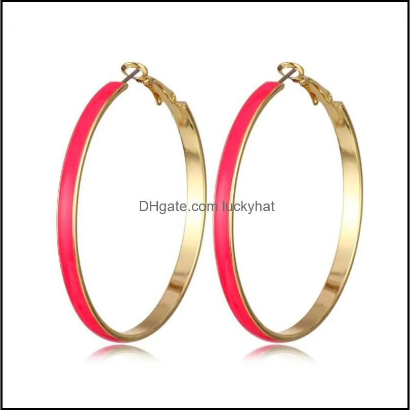 geometric colorful enamel hoop earrings dripping oil candy color circle earring jewelry gifts