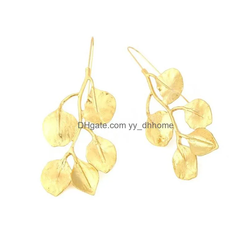 metal plant dangle earrings vintage gold color leaf earring for women girls party jewelry wholesale