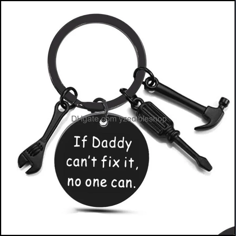 fashion dad letters key rings creative hammer screwdriver wrench keyring handbag decor tassel hanging pendant fathers day gifts