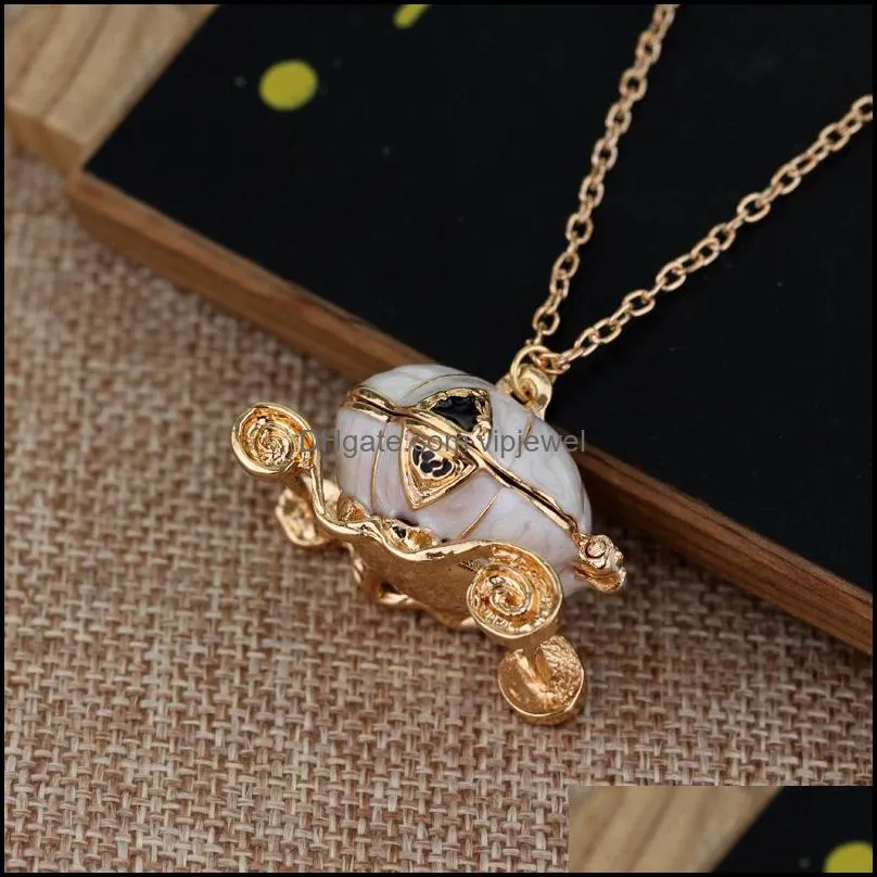  fashion gold color magic pumpkin car long chain pendant necklace women party club personalized boho choker necklace jewelry vipjewel