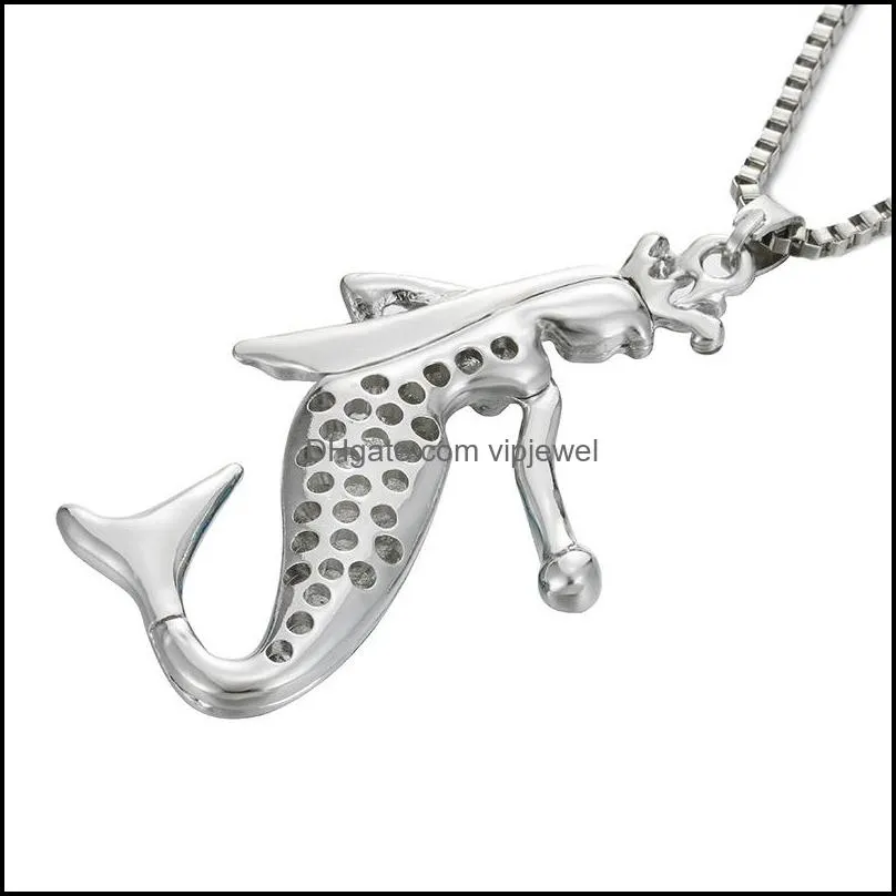 mermaid pendants necklaces for women fashion long chains necklaces enamel crystal necklace beautiful mermaid necklace vipjewel