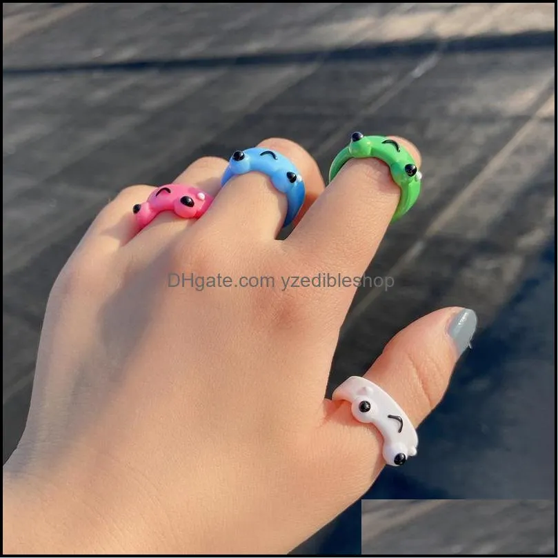 cute bear frog ring polymer clay resin rings for girls animal jewelry women summer fashion travel gifts