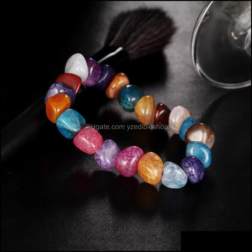colorful natural stone bracelets for women men healing rainbow beads yoga elasticity bangle fashion handmade jewelry gift