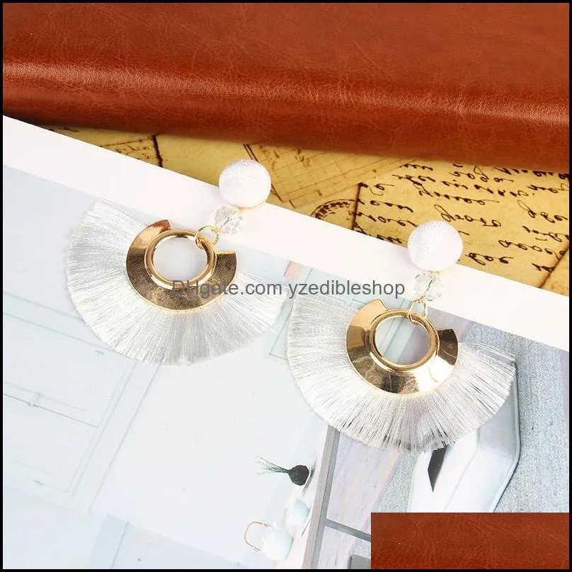 hyperbolic bohemian fan shaped tassel dangle earrings for women vintage fringe sector statement drop earring female boho jewelry