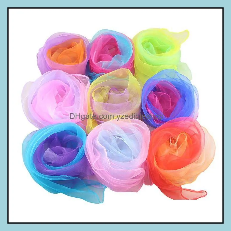 60x60cm gradient color dance band scarf magic square juggling nylon magic tricks performance props accessory rhythm for kids