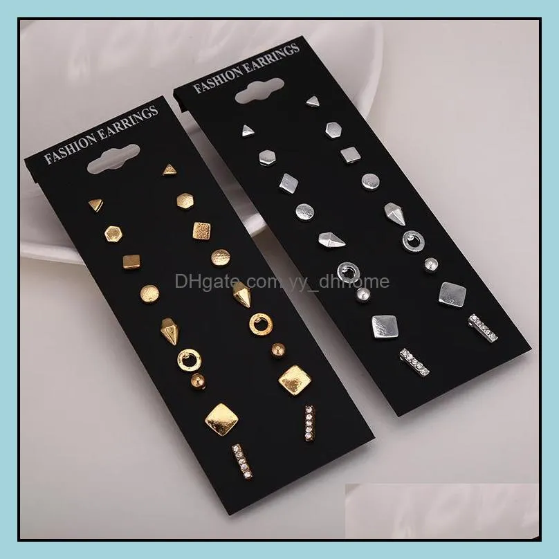 9 pairs of combination earrings black card set earrings fashion personality accessories exquisite jewelry earrin yydhhome