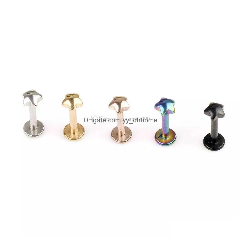 wholesale labret lip chin ring nose ear bar stud stainless steel piercing fashion body jewelry 