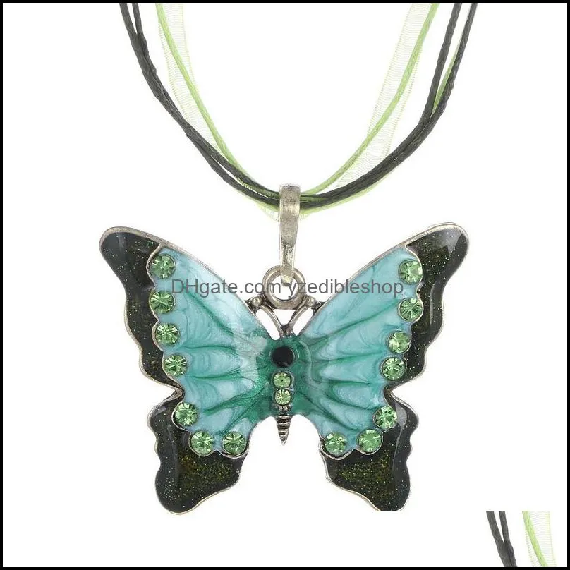 crystal butterfly chokers necklace luxury jewelry long chain animal rhinestone crystal pendant necklac yzedibleshop