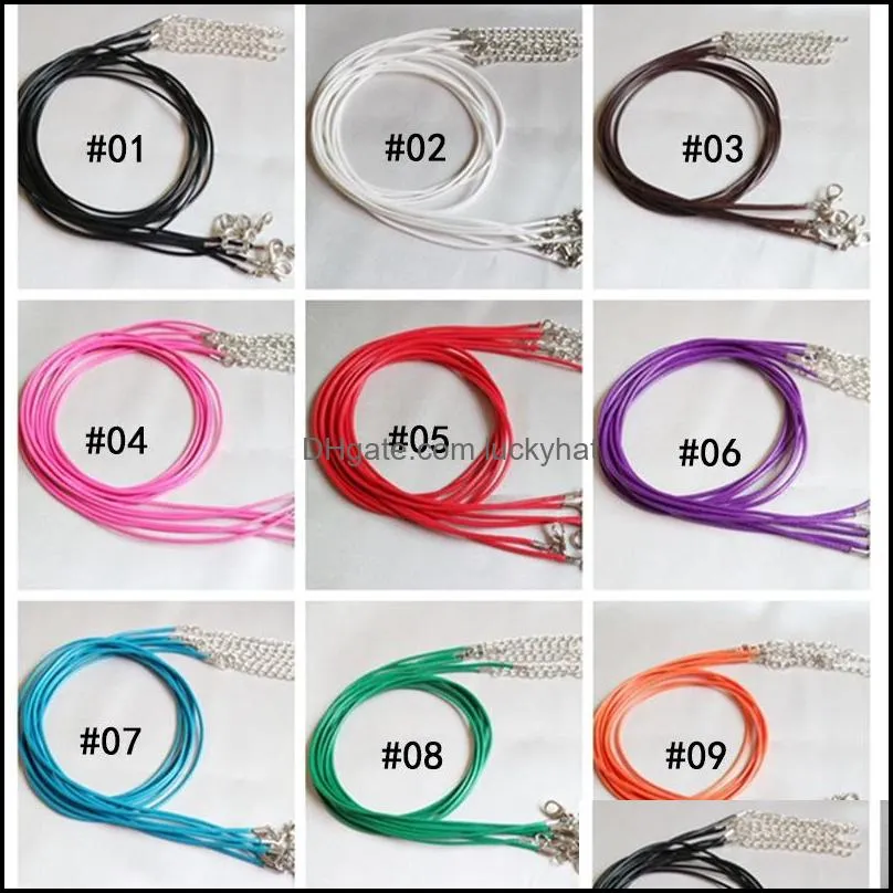 1.5mm wax leather rope necklace snake cord string rope wire extender lobster clasp chain fashion diy jewelry findings in bulk 45cmadd5cm