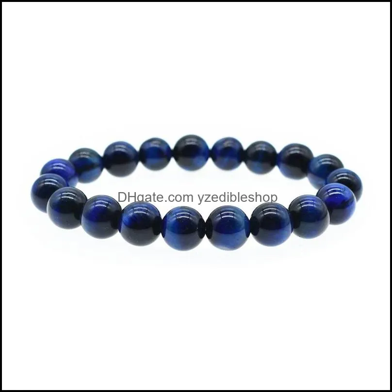 6mm 8mm 10mm blue natural stone bracelets for mens healing tiger eye beads chain wrap bangle fashion jewelry gift