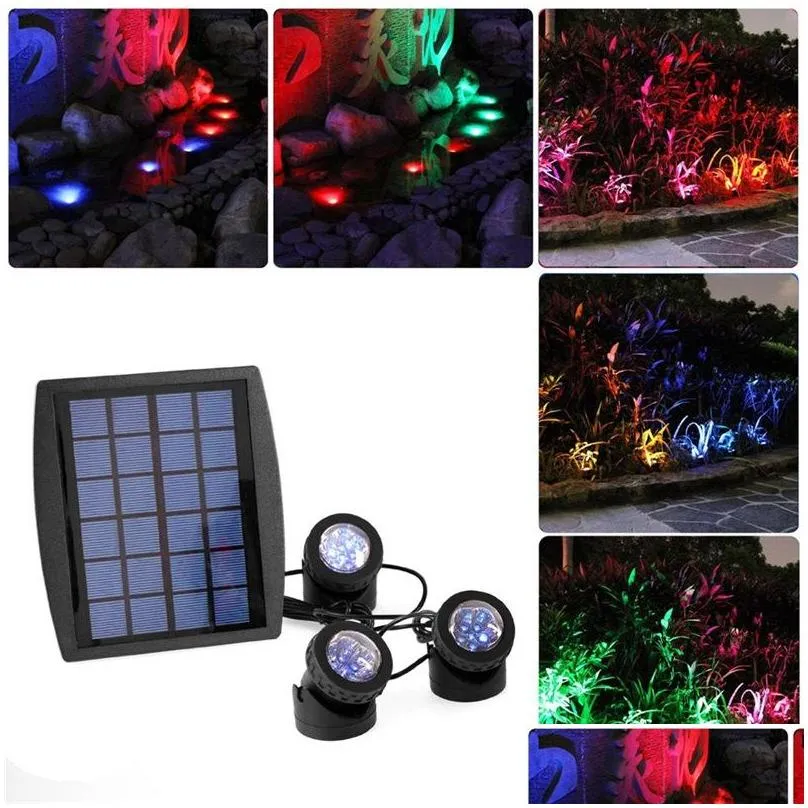 garden pool pond yard lights outdoor spot light 18leds solar underwater spotlights with solar panel 3 rgb lawn solar lamps christmas