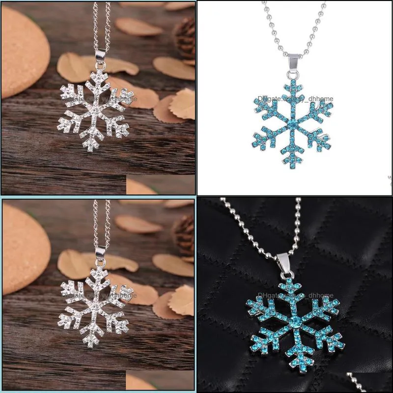 snowflake crystal necklace 3d anime movie the snow queen statement necklace snowflake pendant necklac yydhhome