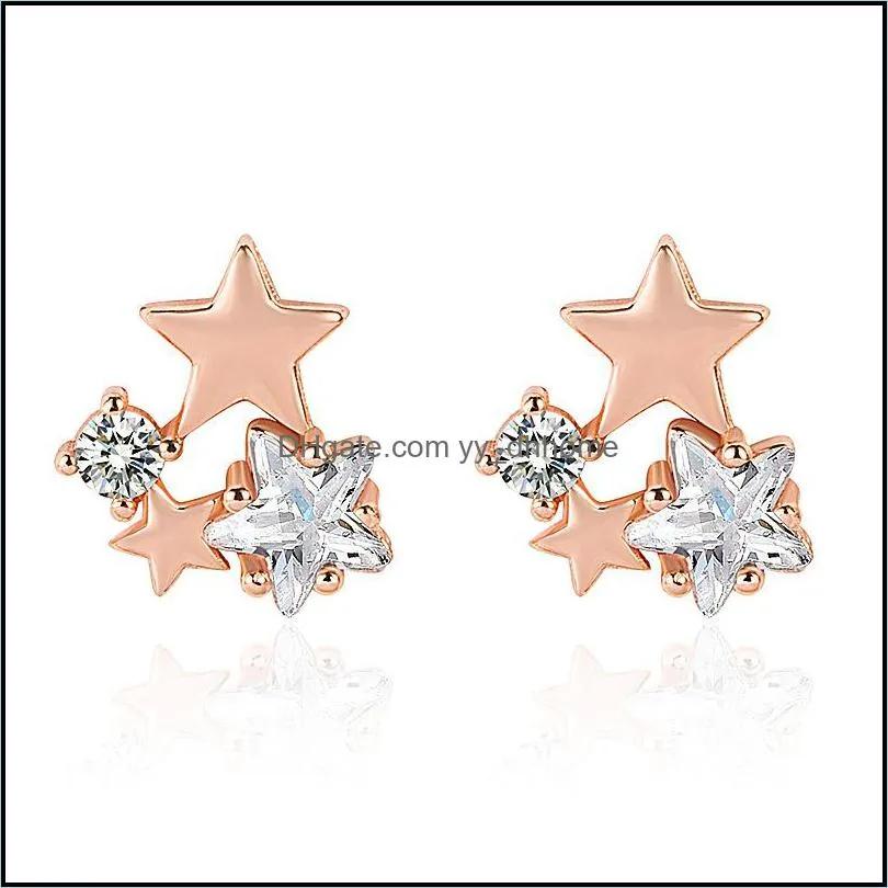 star earrings inlaid with fivepointed star diamond earrings simple small cold wind zircon super flash earrin yydhhome