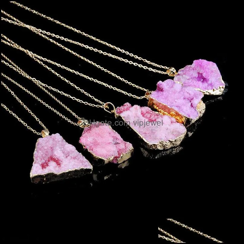 natural crystal quartz healing point necklace pendant original natural stone pendant necklaces jewelry chains vipjewel