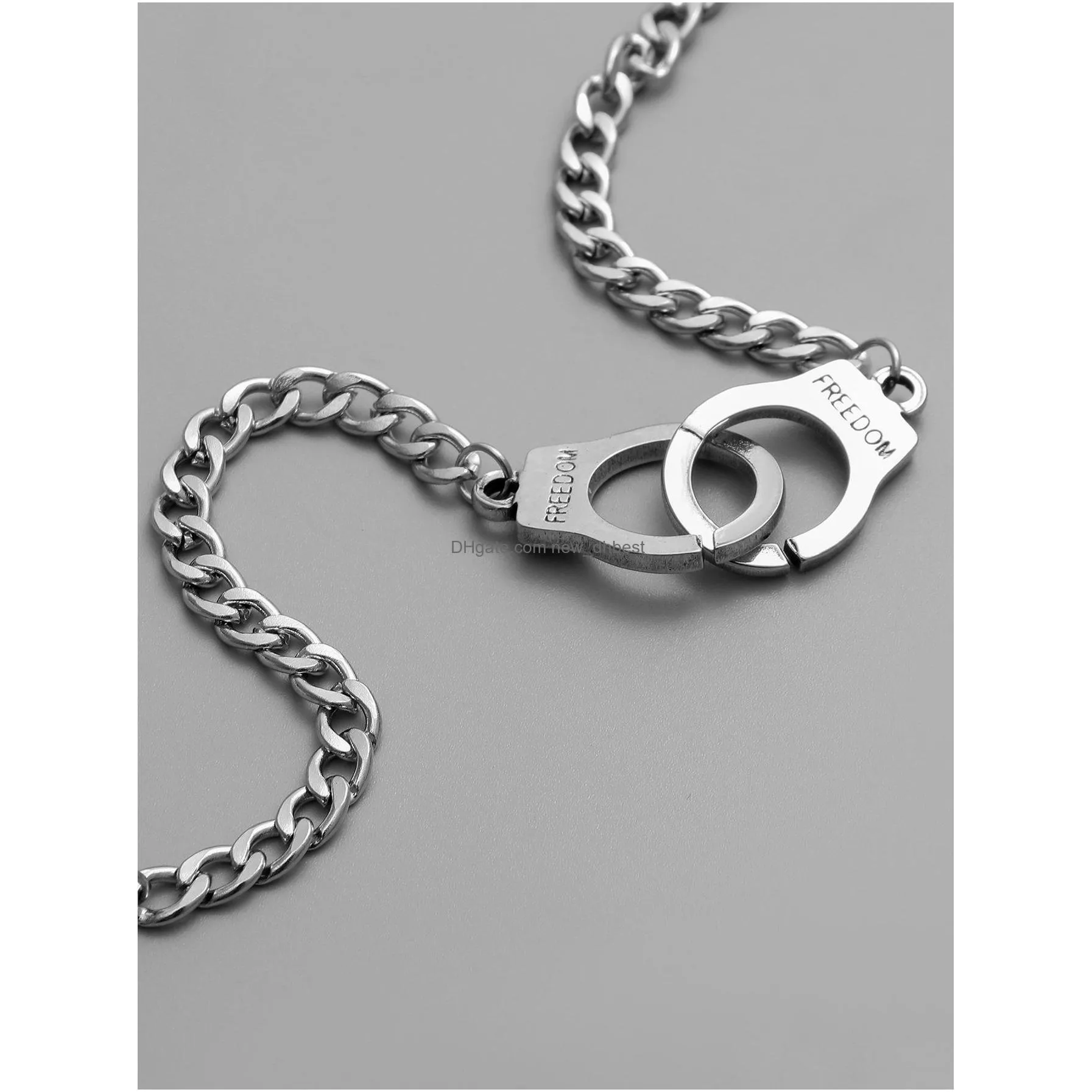 fashion jewelry titanium stainless steel handcuffs bracelet men women hand ornaments dom bracelets