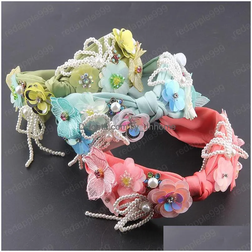 fashion headbands temperament fabric inlaid with color rhinestones sequins pearls tassels hair bands ladies hair accessories