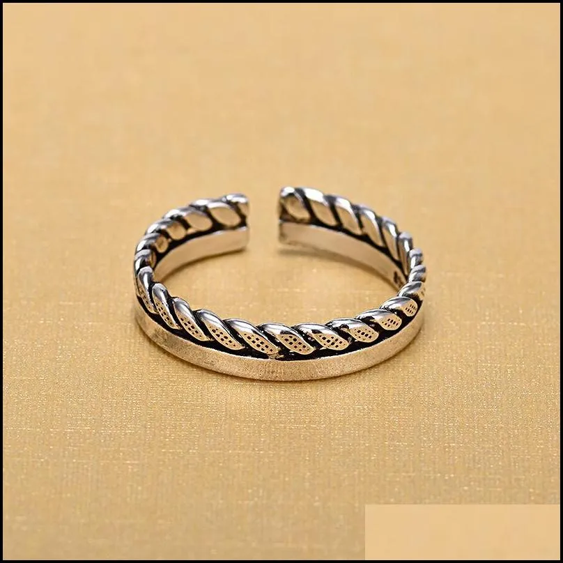 vintage silver copper ring for women men simple style retro leaves knot open ring fashion jewelry gift