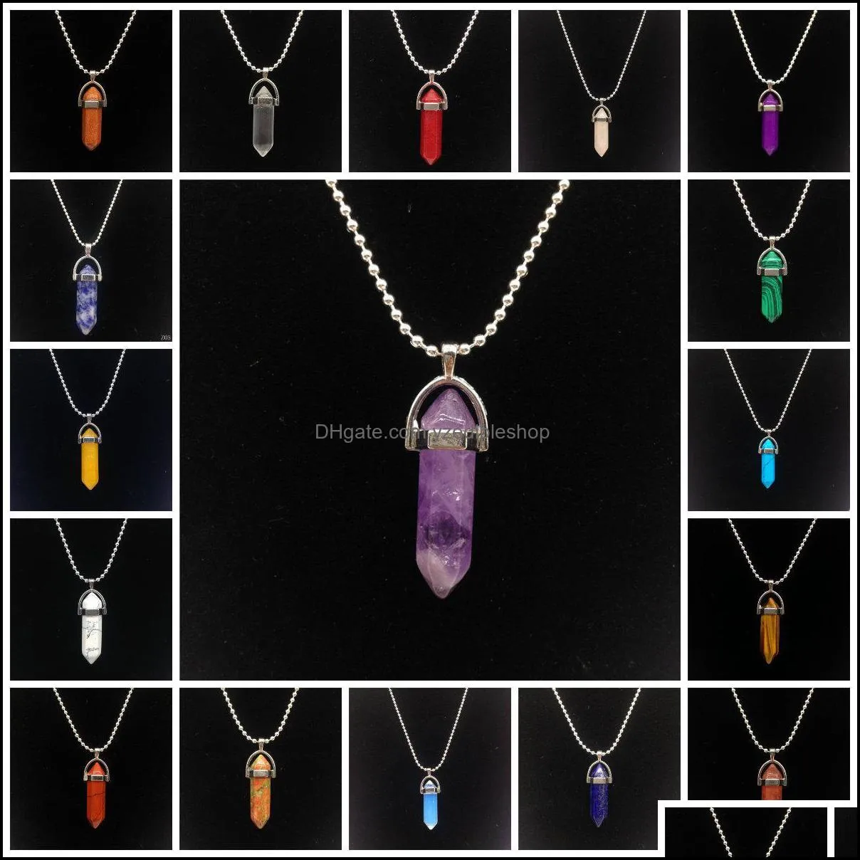 necklaces for women agate jade gold silver necklace black crystal quartz healing natural stone pendant necklace yzedibleshop