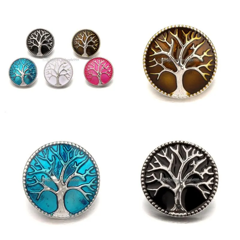 fashion tree of life 18mm snap button jewelry enamel process noosa chunks diy ginger snap button charms bracelet necklace