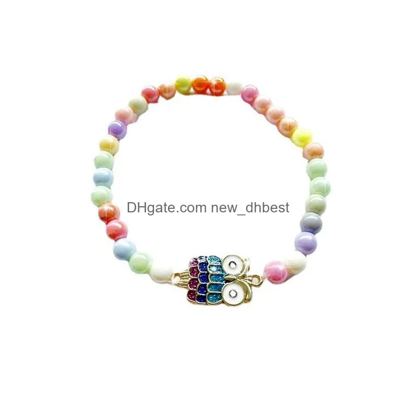 fashion jewelry beaded strands bracelet colorful beads owl pendant bracelets
