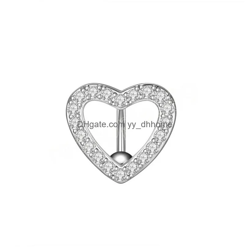 sexy inverted bar heart zircon belly button ring reversed bar barbell 316l surgical steel navel piercing ombligo