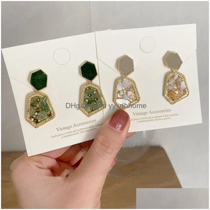 vintage precious stones dangle earring french style getometric pendant earring drop oil metal earrings