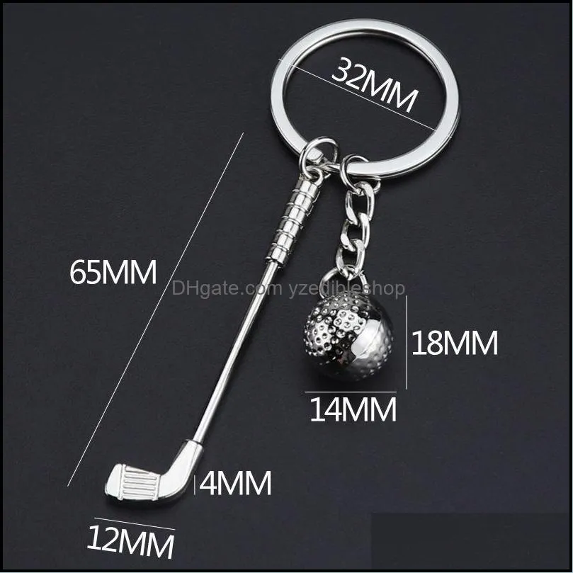 3d golf cart ball keychains top grade metal keychain car key chain key ring sporting goods sports gift for souvenir keyring