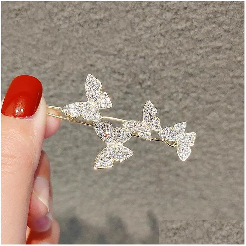 europe fashion jewelry rhinstone butterfly barrette hairpin hair clip bobby pin single piece barrette hair accessories