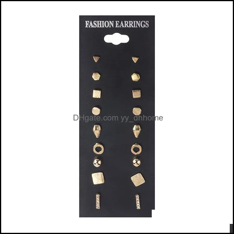 9 pairs of combination earrings black card set earrings fashion personality accessories exquisite jewelry earrin yydhhome