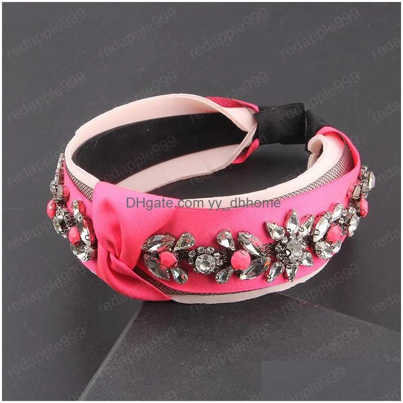 fashion inlaid rhinestone color slippery silk fabric headband ladies street travel gift hair accessories