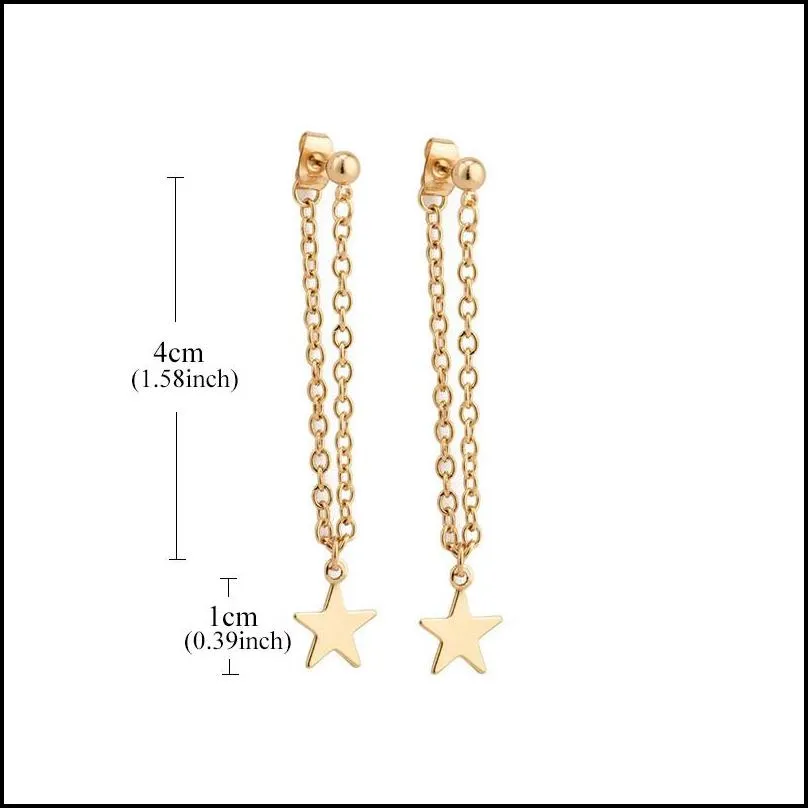  fashion small star pendant tassel earring for women wedding gift jewelry long statement gold color dangle earring