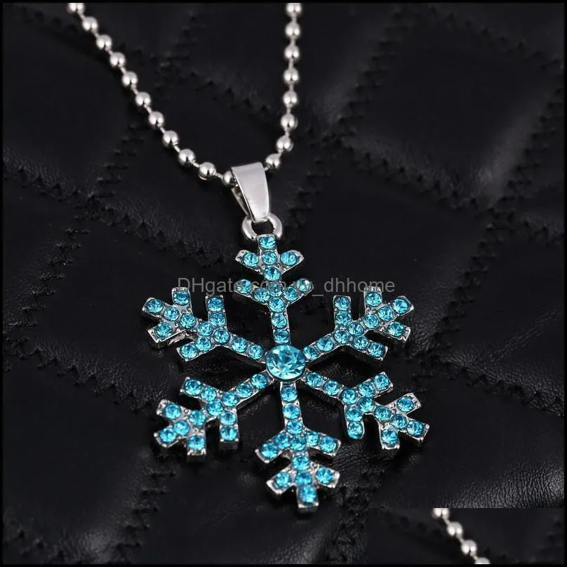 snowflake crystal necklace 3d anime movie the snow queen statement necklace snowflake pendant necklac yydhhome