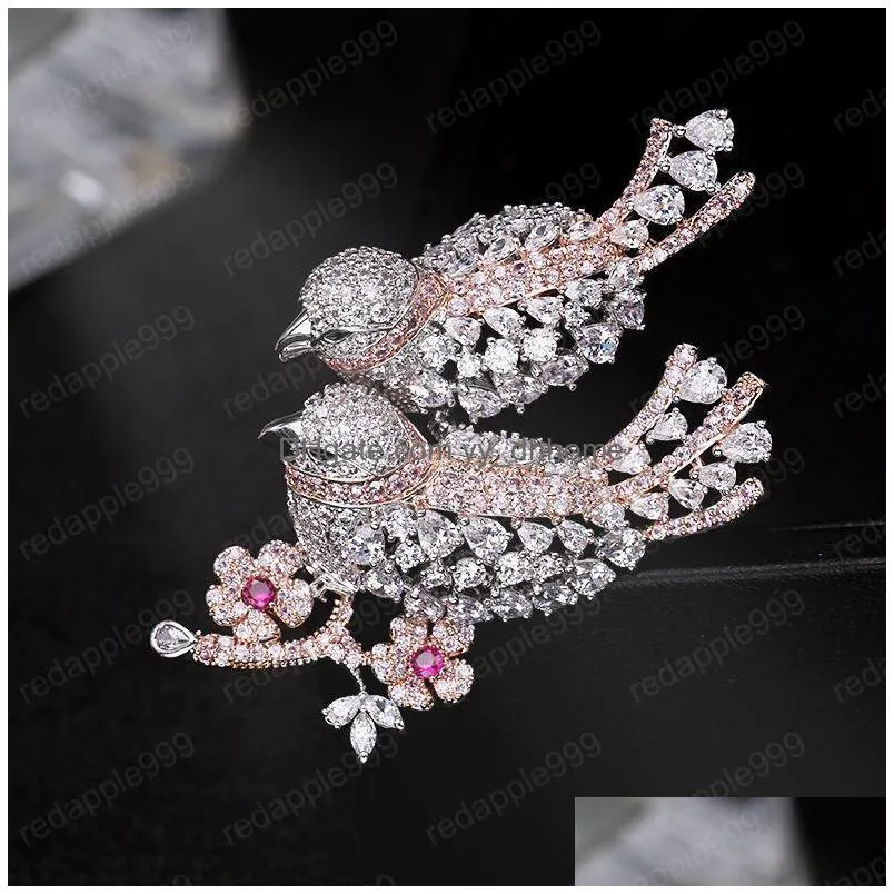 cubic zircon bird corsage jewelry for women 2020 fashion wedding brooches pins gold plated brand designer scarf buckle